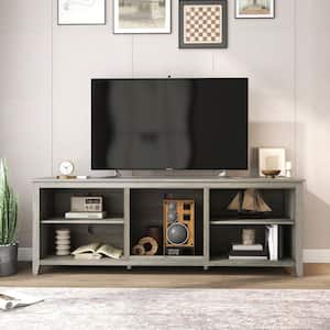 70 in. Grey Walnut TV Stand Storage Media Console Entertainment Center for TVs up to 60 in.