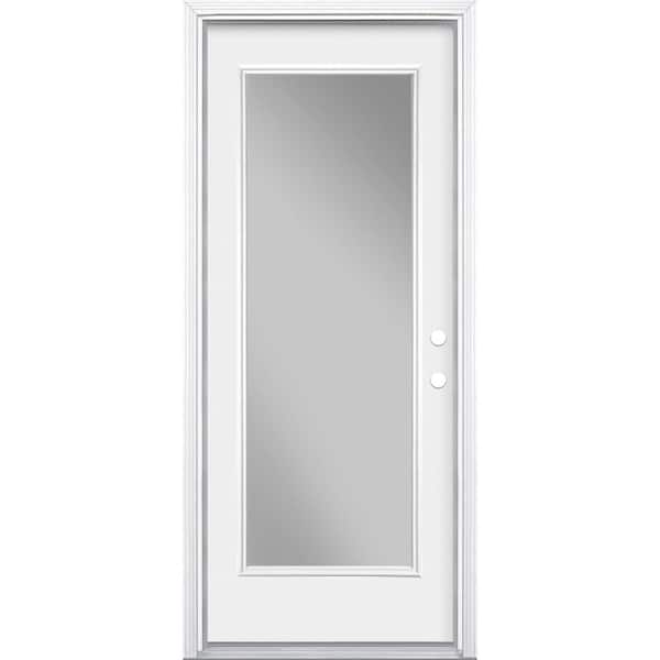 Masonite 32 in. x 80 in. Premium Full Lite Left Hand Inswing Primed Steel Prehung Front Exterior Door with Brickmold