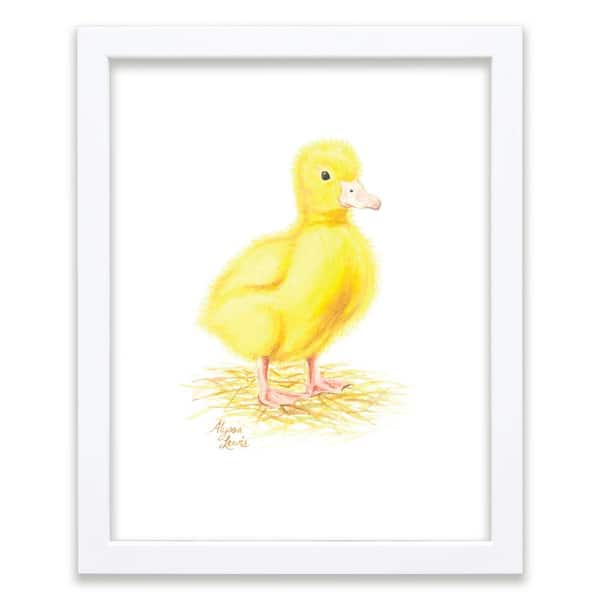 Unbranded Barnyard Littles "Duckling" by Alyssa Lewis Individual White Framed Animal Art Print 24 in. x 18 in.