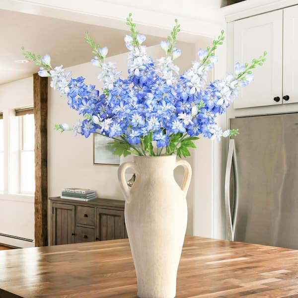 34 in. Blue Artificial Delphinium Flower Stem Spray (Set of 6)
