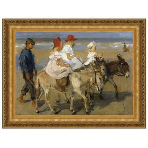 Donkey Rides on the Beach, 1901 by Isaac Israels Framed Nature Oil Painting Art Print 20 in. x 26 in.