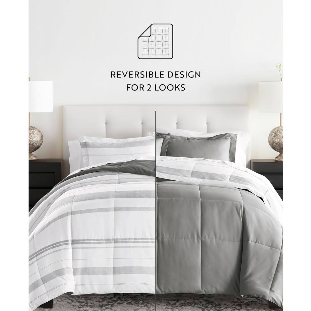 Gray Twin Reversible Down Alternative Microfiber Comforter Set