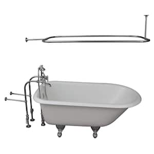 4.5 ft. Cast Iron Ball and Claw Feet Roll Top Tub in White with Polished Chrome Accessories