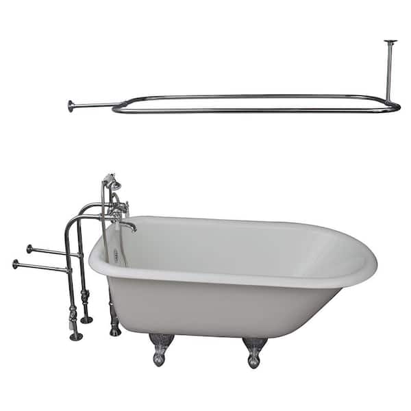 Barclay Products 4.5 ft. Cast Iron Ball and Claw Feet Roll Top Tub in White with Polished Chrome Accessories