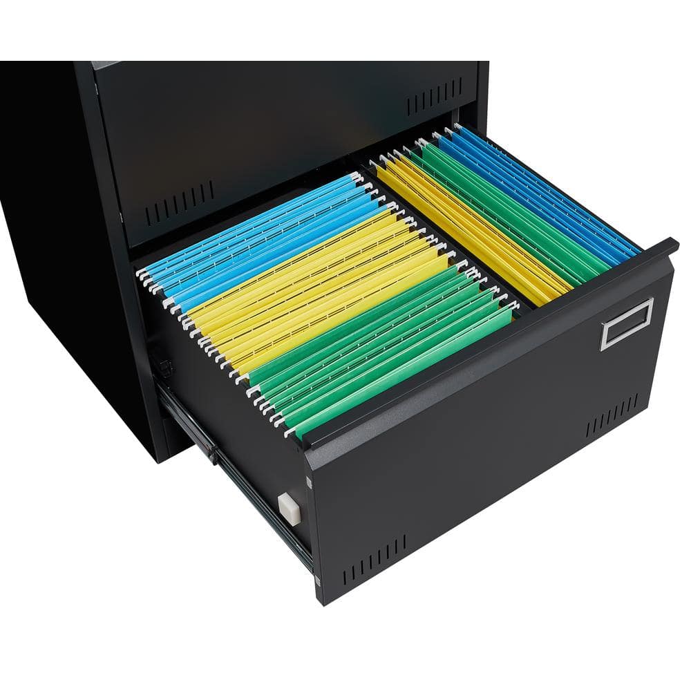 Black 3-Drawer Lockable Metal Lateral File Cabinet