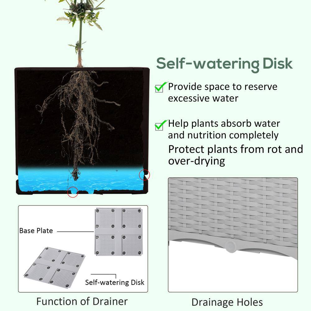 Gray 4-Piece Raised Garden Bed Planter with Self-Watering Design