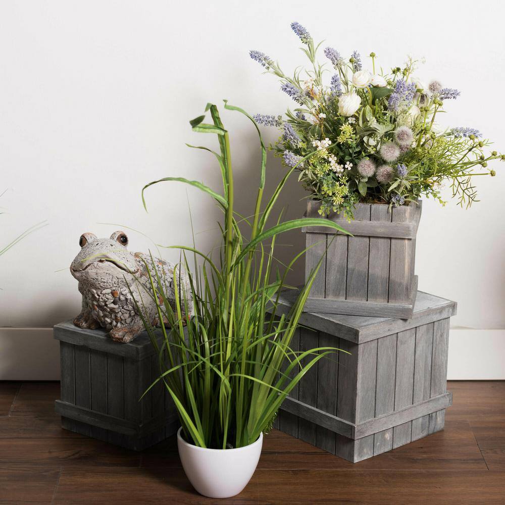 41" Green Artificial Bamboo and Grass in White Pot