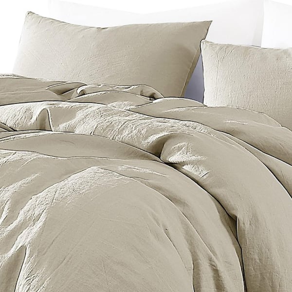 Beige Linen King Duvet Cover outlet Set