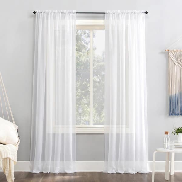No. 918 Sumner Voile White Polyester 59 in. W x 63 in. L Rod Pocket Sheer Curtain (Single Panel)
