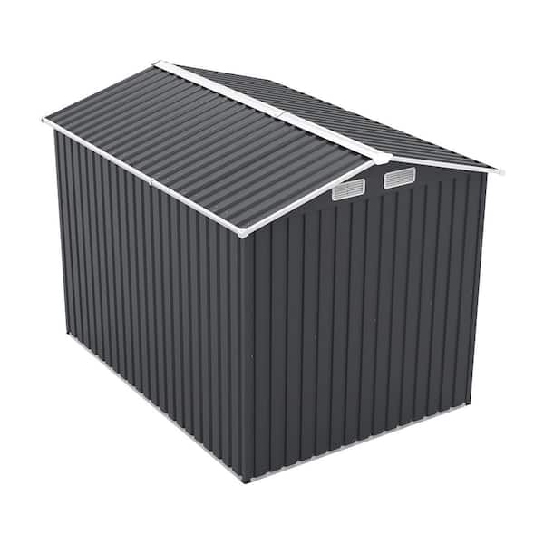 6 ft. W x 8 ft. D Dark Gray Metal Shed with Lockable Doors, Compact Outdoor Metal Storage Shed (48 sq. ft. )