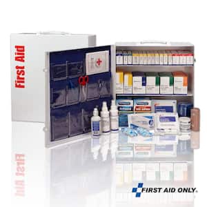 100-Person, 3-Shelf Metal ANSI B Plus First Aid Cabinet with Medications