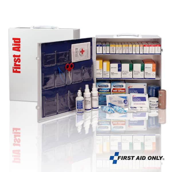 First Aid Only 100-Person, 3-Shelf Metal ANSI B Plus First Aid Cabinet with Medications