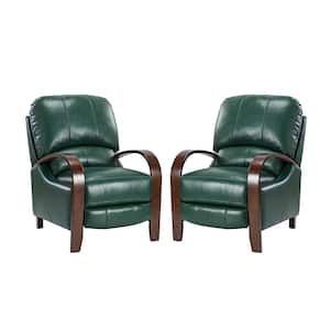 Ernesto Green Genuine Leather with The Wooden Armrest Recliner (Set of 2)