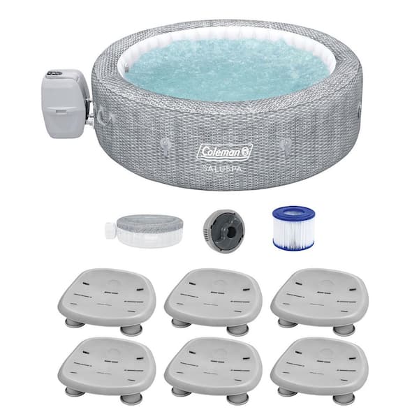 Bestway Sicily 7-Person AirJet Inflatable Round Hot Tub with 6 SaluSpa Seat, Gray
