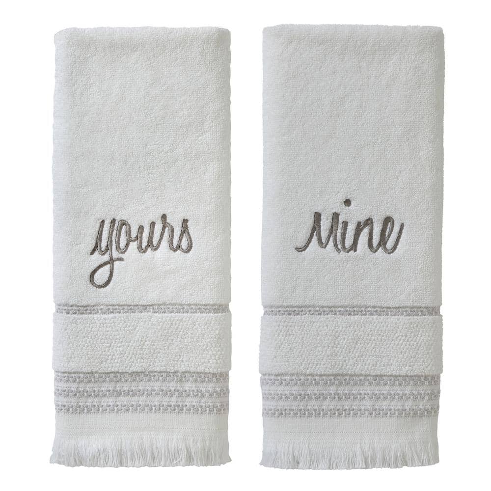SET OF 2 New CARO HOME Quick Dry Hand Towels White Very Dark Blue Striped