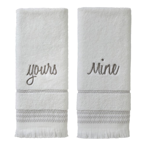 AuldHome Design Guest Towels (Set of 2); Be Our Guest Monogrammed Hand Towels White
