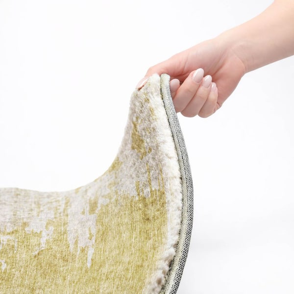 Dream Shag Premium Machine Washable Abstract ADS705 Gold 3 ft. x 4 ft. Area Rug