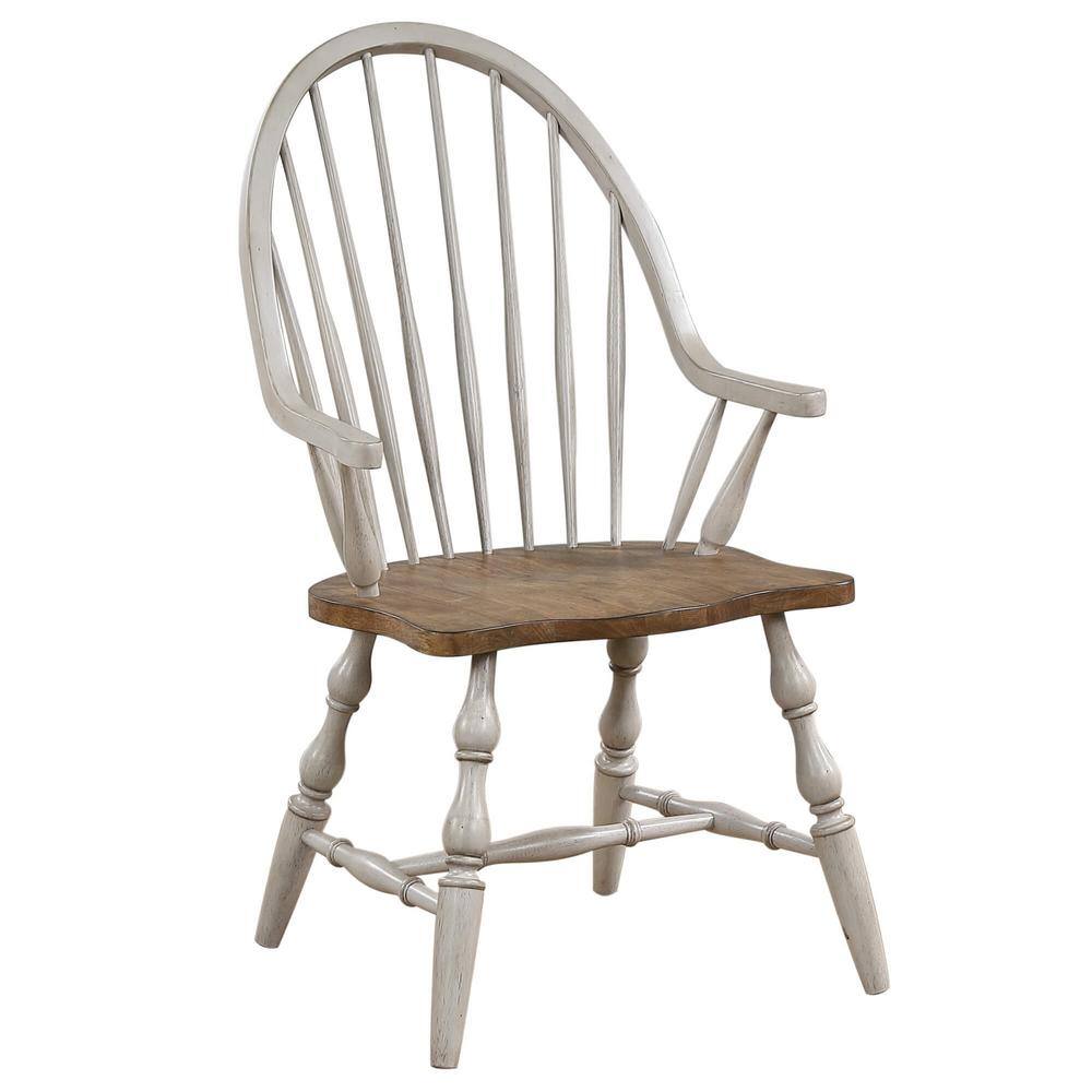 Light Gray Solid Wood High Windsor Arm Chair