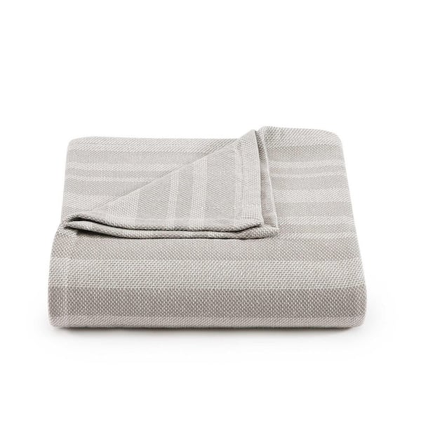 Harbor Stripe Rocky Grey Yarn Dyed Cotton Full/Queen Blanket