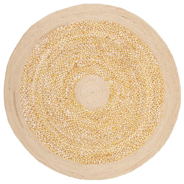 SAFAVIEH Cape Cod Gold/Natural 5 ft. x 5 ft. Braided Round Area Rug