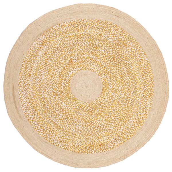 SAFAVIEH Cape Cod Gold/Natural 6 ft. x 6 ft. Braided Round Area Rug