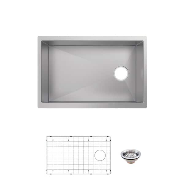 Professional Zero Radius 27 in. Undermount Single Bowl 16 Gauge Stainless Steel Kitchen Sink with Accessories