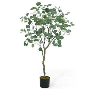 4 ft. Green Artificial Eucalyptus Tree, Natural Large Faux Plants, UV Resistant Artificial Outdoor Plants