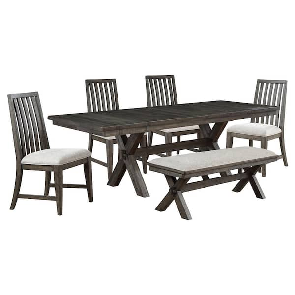 Steve Silver Riverdale 6-piece Black Wood Dining Room Set With 4 White 