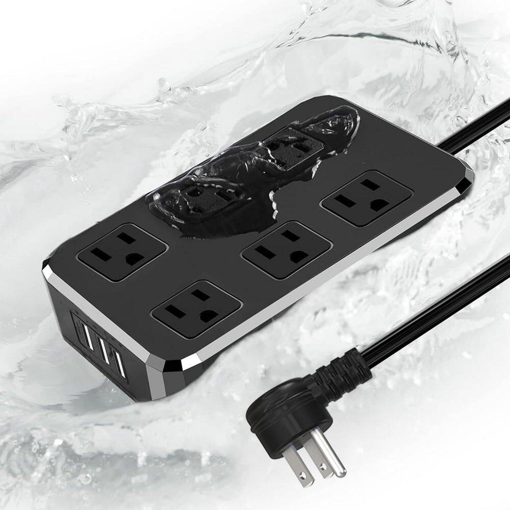 6 ft. 16AWG/3Cord 15 Amp 125-Volt Outdoor Extension Cord with 6 Outlets and 3 USB Ports Weatherproof Power Strip Black price history on PriceWatchPro