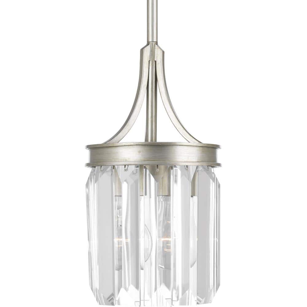 Silver Ridge Mini Jar Pendant with Prismatic Glass Shade