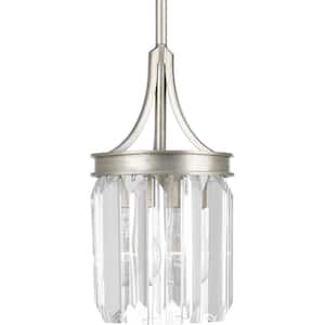 Glimmer Collection 1-Light Silver Ridge Mini Pendant with Clear Glass