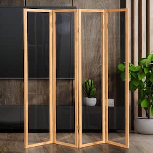 6 ft. Tall Clear Plastic Partition Natural 4 Panel