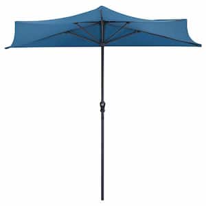 8 1/2 ft. Aluminum Half Market Patio Umbrella in Blue