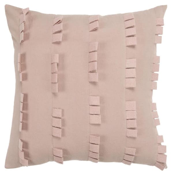 HomeRoots Blush Striped Polyester 20 in. x 20 in. Throw Pillow