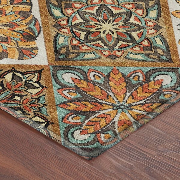 Mayfield Premium Machine Washable Abstract AMF2256 Gold 2 ft. x 3 ft. Accent Rug