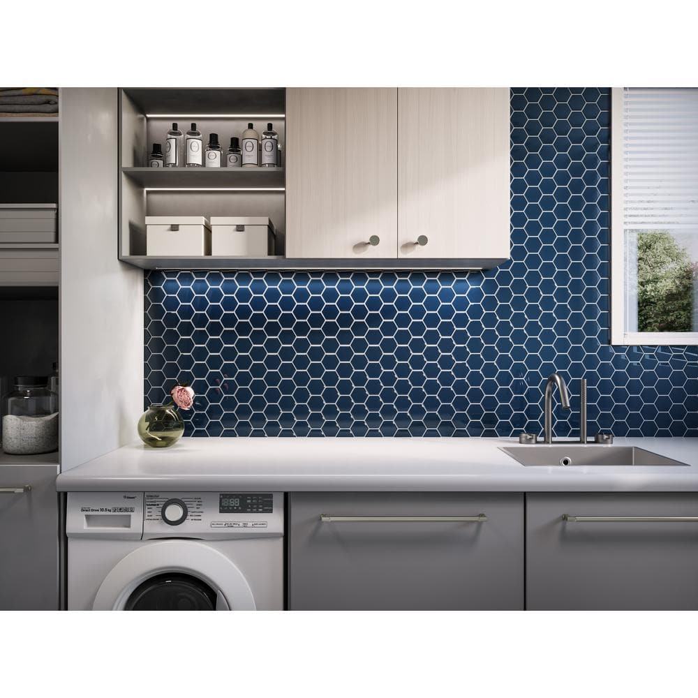 Deep Blue Gloss 11x12 Glass Honeycomb Mosaic Tile