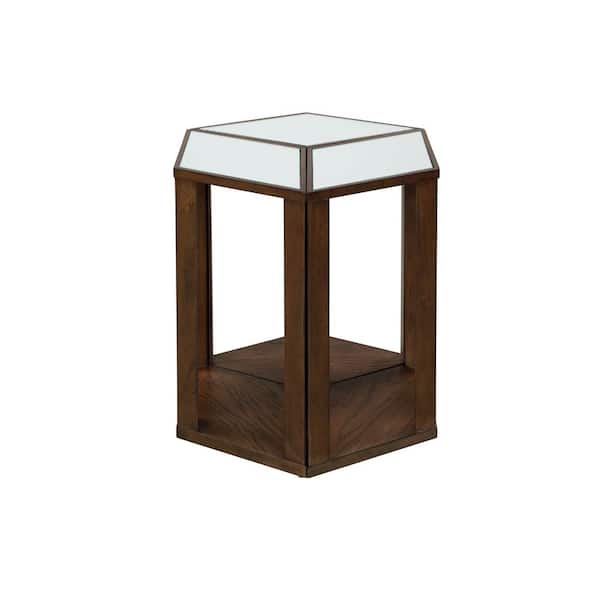 Lane Home Furnishings Langham 24 in. Brown 24 in. Hexagon Glass Top Accent Table (3-Pieces)
