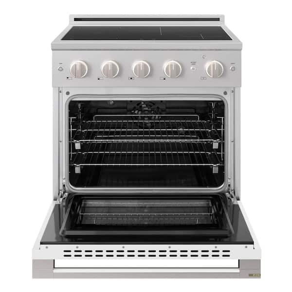 30 in. 4.2 cu. ft. Marino Induction Range with 4 Element Cooktop and Convection Oven in Stainless Steel with White Matte