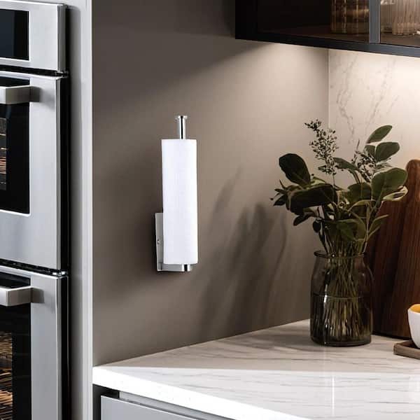 Stainless Steel Wall Mount Drilling Kitchen Bathroom Paper Towel Holder Under Cabinet in Brushed Nickel (2-Pack)