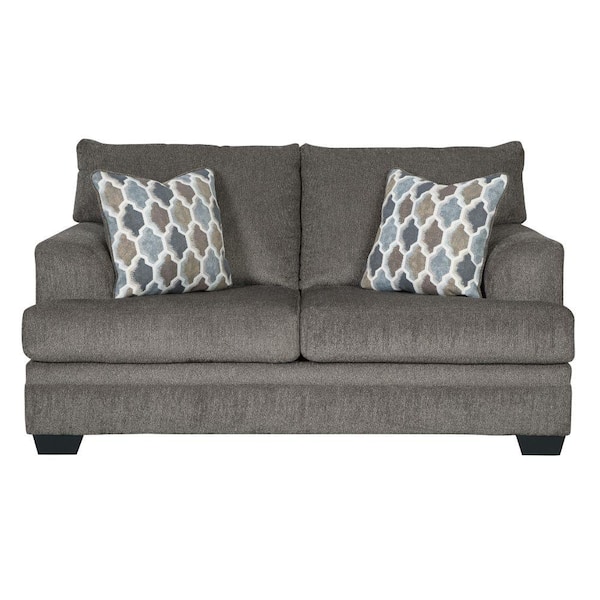 Benjara 67 in. Gray Solid Fabric 2-Seater Loveseat with T Cushioned Seat