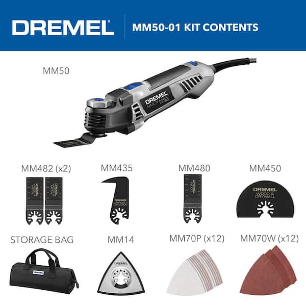 Dremel Multi-Max MM35 3.5 Amp Variable Speed Corded Oscillating Multi-Tool  Kit with 12 Accessories and Storage Bag MM35-01 - The Home Depot