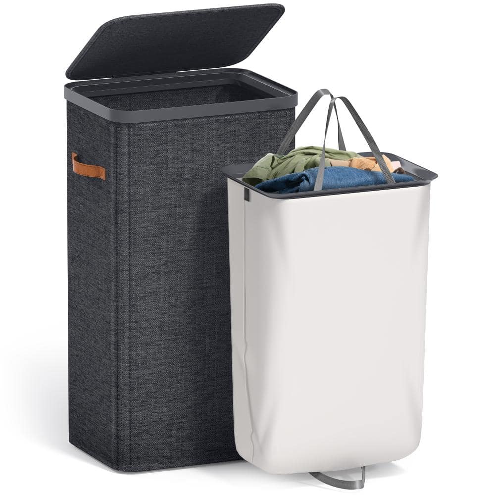 16.5 in. W x 12.5 in. D x 29.5 in. H Black Linen Cabinet, Single Compartment Laundry Basket with Removable Laundry Bag price history on PriceWatchPro