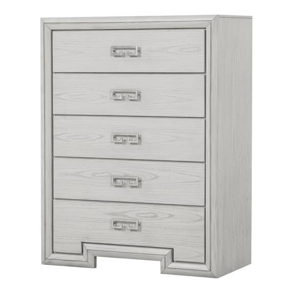 Furniture of America Osurin Rustic White 5-Drawer 40 in. Chest of Drawers