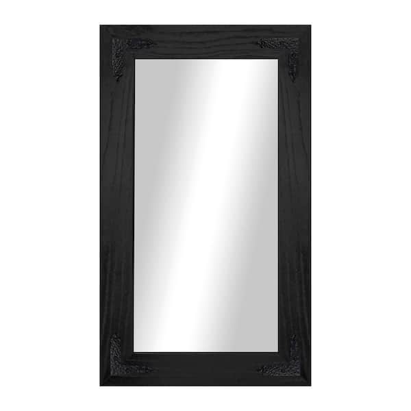 Rayne Mirrors (33 in. W x 24 in. H) Black Hardwood Rectangle Mirror with Decorative Corner Bracket