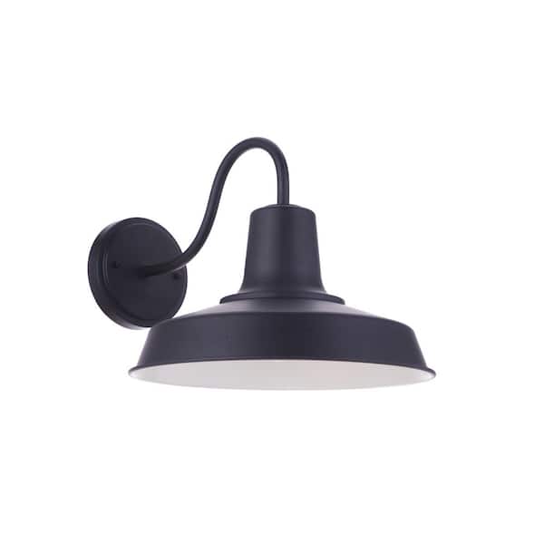 Briscoe 12.75 in. Black Finish Outdoor Hardwired Wall Lantern Sconce w/ Shade, No Bulb Included
