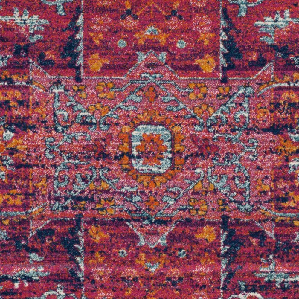 Elegant Blue/Fuchsia 9' x 12' Easy-Care Synthetic Area Rug