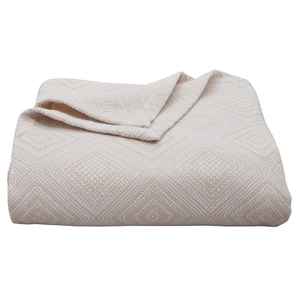 Tommy Bahama 1 Piece Natural Palm Desert Cotton Full Queen Blanket Ushsee1145380 The Home Depot