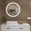 HOMLUX 28 in. W x 28 in. H Round Frameless LED Light with 3 Color and ...