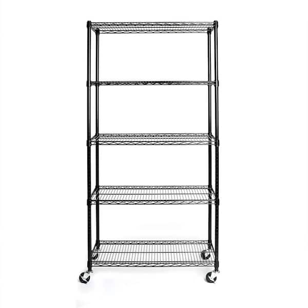 NSF-Certified Black Wire Shelf with Wheels (35.43 in. D x 17.72 in. W)