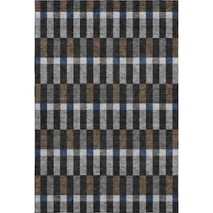Mayfield Premium Machine Washable Abstract AMF2548 Black 8 ft. x 10 ft. Area Rug